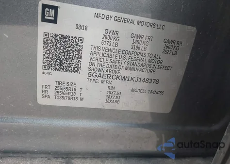 2019 Buick Enclave Fwd Premium from USA, damaged, VIN 5GAERCKW1KJ148378